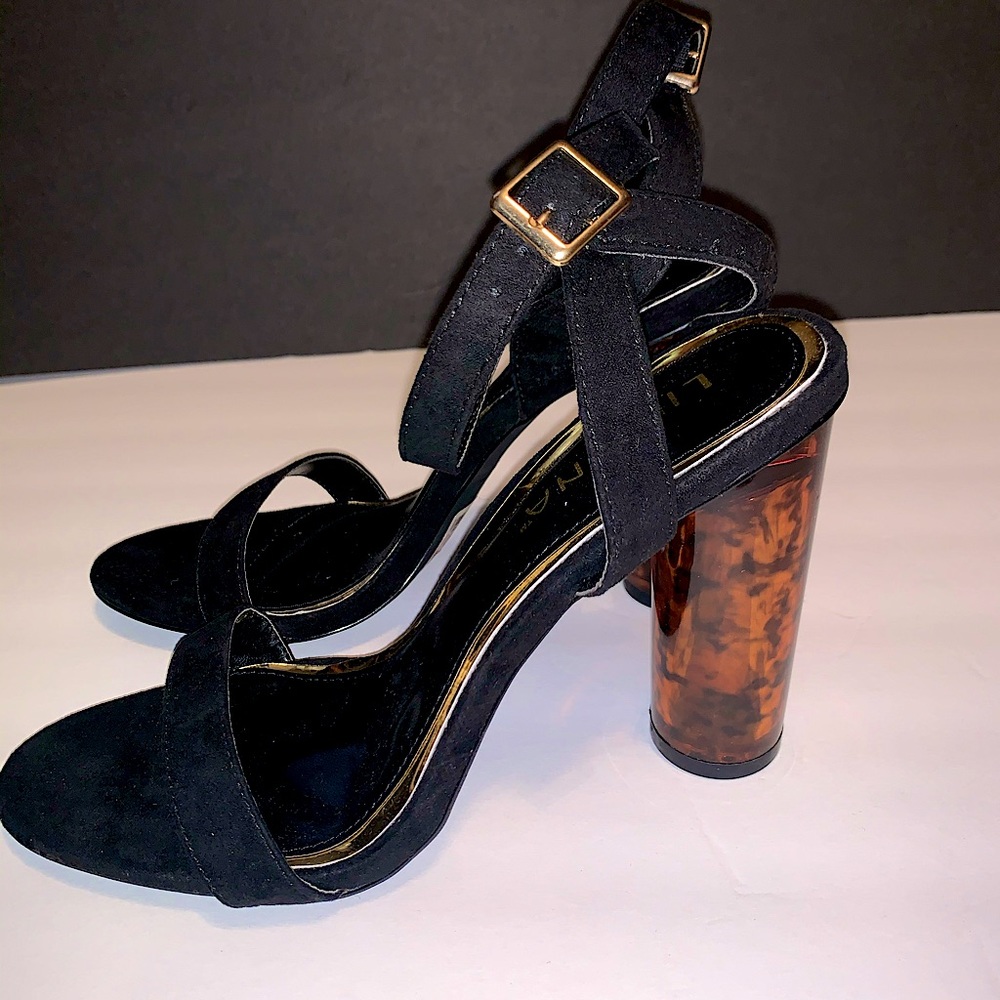 Black heels brown heel